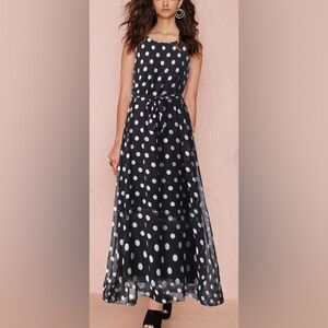 Jessica Howard | lavender Polka dots,dark navy blue sleeveless maxi dress sz 12